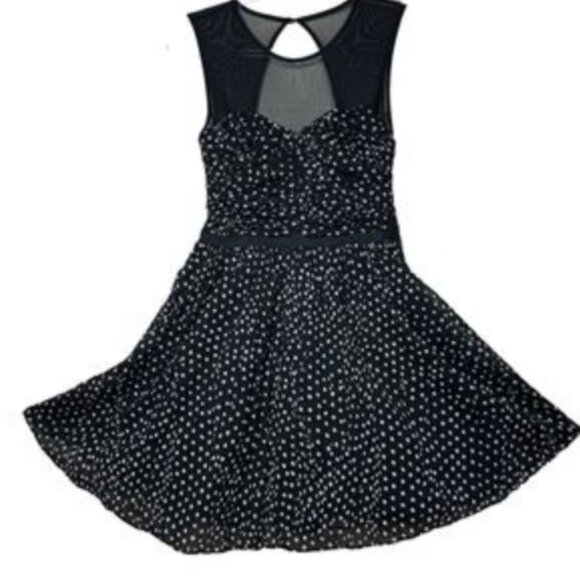 Guess black sleeveless polka dress with lace size M - Picture 2 of 3